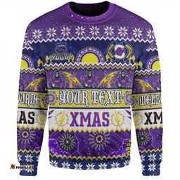 Melbourne Storm Christmas Aboriginal Custom Sweatshirt - Indigenous Knitted Ugly Xmas Style Sweatshirt
