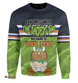 Canberra Raiders Father's Day Sweatshirt - Screaming Dad and Crazy Fan