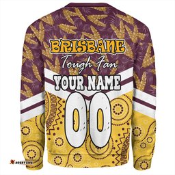 Brisbane Broncos Sweatshirt - Tropical Patterns And Dot Painting Eat Sleep Rugby Repeat