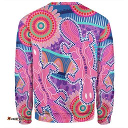 Australia Platypus Aboriginal Sweatshirt - Pink Platypus With Aboriginal Art Dot Painting Patterns Inspired Sweatshirt
