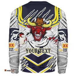 North Queensland Cowboys Custom Sweatshirt - Indigenous North Queensland Cowboys Army Scratch Style Sweatshirt