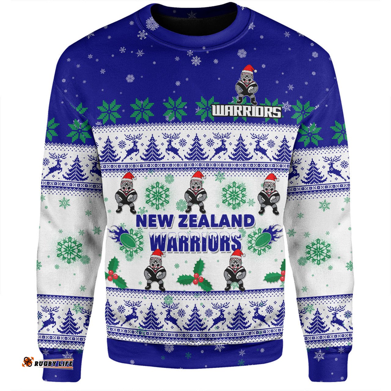 New Zealand Warriors Christmas Custom Sweatshirt - Special Ugly Christmas Sweatshirt