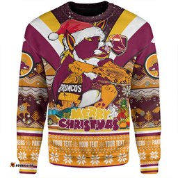 Brisbane Broncos Christmas Custom Sweatshirt - Broncos Santa Aussie Big Things Christmas Sweatshirt