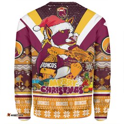 Brisbane Broncos Christmas Custom Sweatshirt - Broncos Santa Aussie Big Things Christmas Sweatshirt