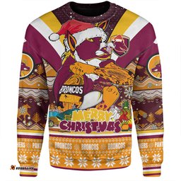Brisbane Broncos Christmas Custom Sweatshirt - Broncos Santa Aussie Big Things Christmas Sweatshirt