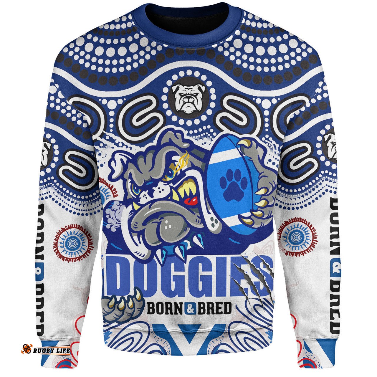 Canterbury-Bankstown Bulldogs Custom Sweatshirt - Indigenous Doggies "Born & Bred" Sweatshirt