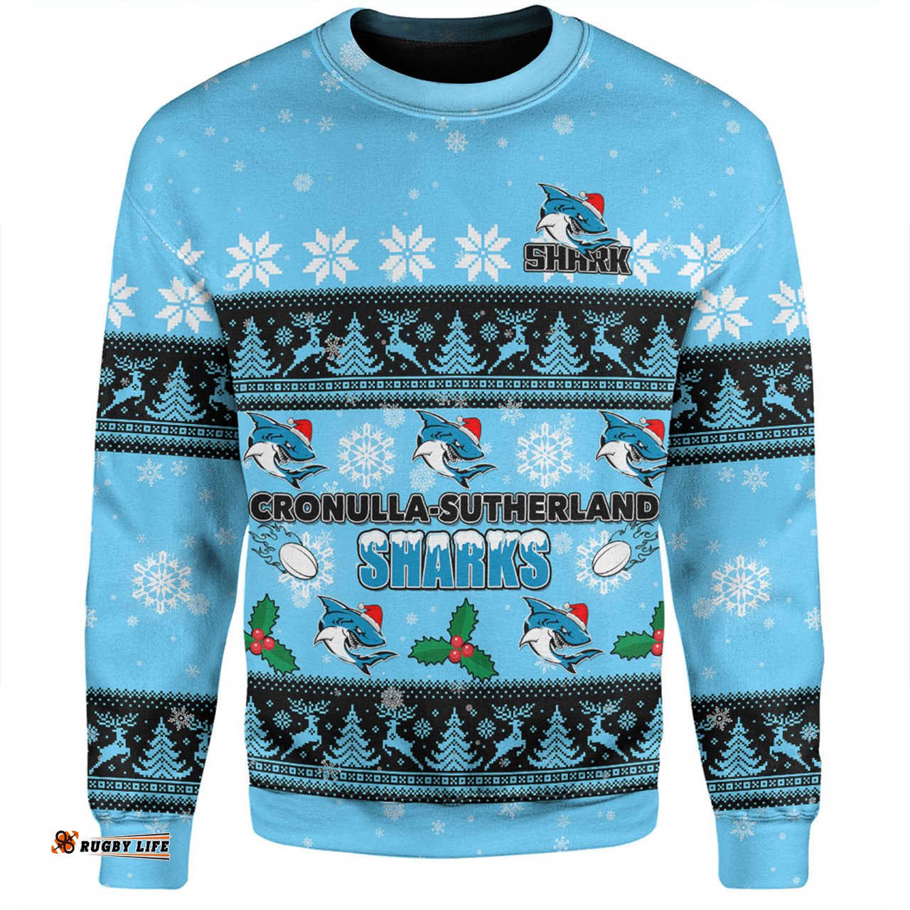 Cronulla-Sutherland Sharks Christmas Custom Sweatshirt - Special Ugly Christmas Sweatshirt