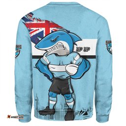 Cronulla-Sutherland Sharks Sweatshirt Custom For Die Hard Fan Australia Flag Scratch Style