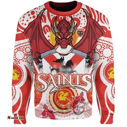 St. George Illawarra Dragons Custom Sweatshirt - Saints With Aboriginal Inspired Dot Art Sweatshirt
