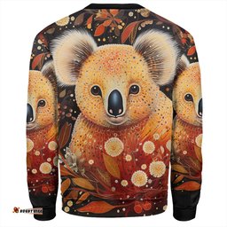 Australia Koala Custom Sweatshirt - Aboriginal Koala With Golden Wattle Flowers Sweatshirt
