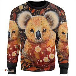 Australia Koala Custom Sweatshirt - Aboriginal Koala With Golden Wattle Flowers Sweatshirt