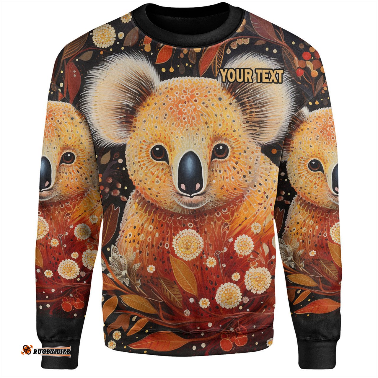 Australia Koala Custom Sweatshirt - Aboriginal Koala With Golden Wattle Flowers Sweatshirt
