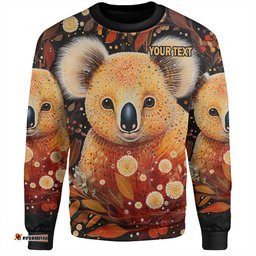 Australia Koala Custom Sweatshirt - Aboriginal Koala With Golden Wattle Flowers Sweatshirt