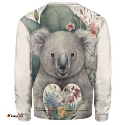 Australia Koala Sweatshirt -  Koala Holding A Heart Adorned With Flowers Sweatshirt