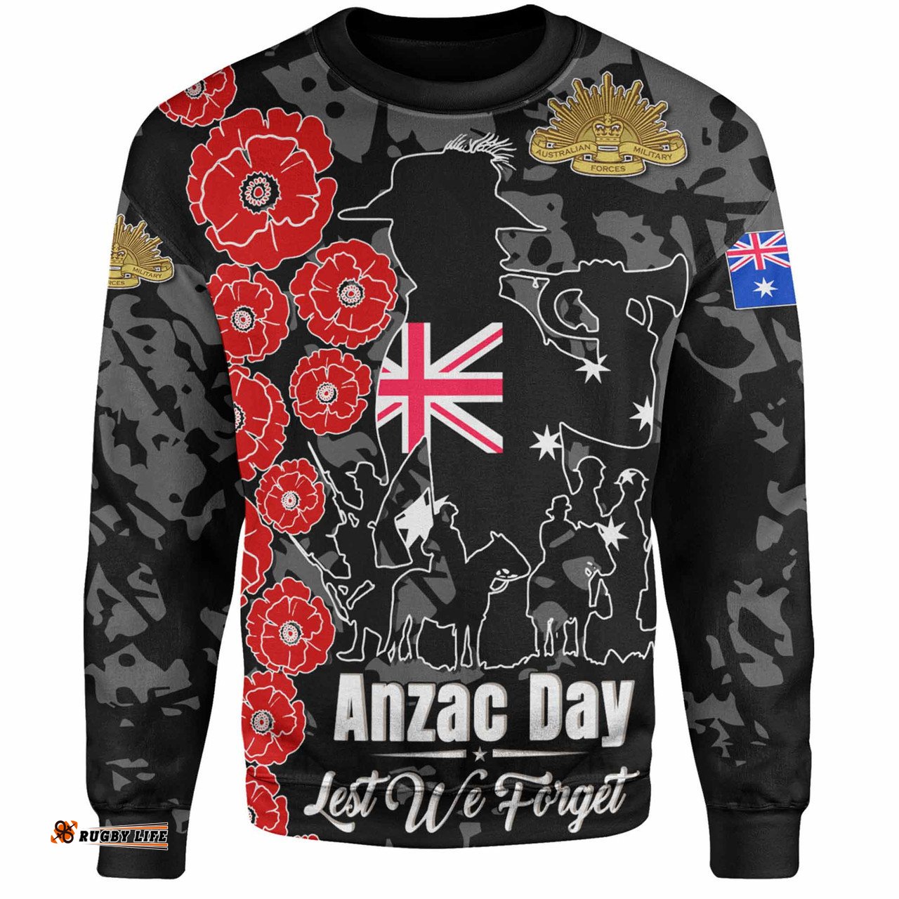 Australia  Anzac Custom Sweatshirt - Lest We Forget Black Style Sweatshirt