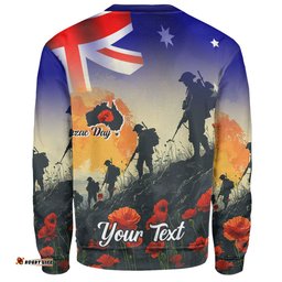 Australia Custom Sweatshirt -  Anzac Day Soldiers With Australia Flag