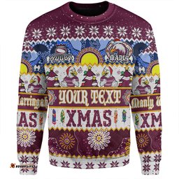Manly Warringah Sea Eagles Christmas Aboriginal Custom Sweatshirt - Indigenous Knitted Ugly Xmas Style Sweatshirt