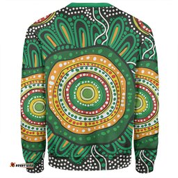 Australia Aboriginal Sweatshirt - Green Aboriginal Style Dot Painting Sweatshirt