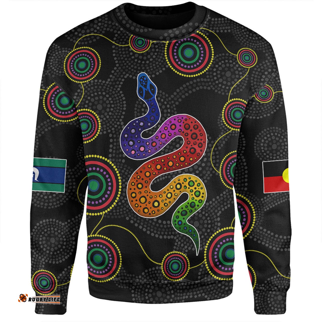 Australia Aboriginal Custom Sweatshirt - Indigenous Dreaming Rainbow Serpent Inspired Sweatshirt