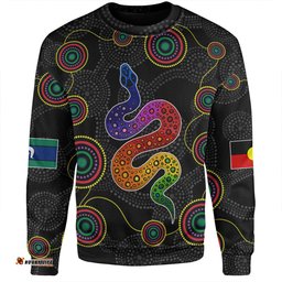 Australia Aboriginal Custom Sweatshirt - Indigenous Dreaming Rainbow Serpent Inspired Sweatshirt