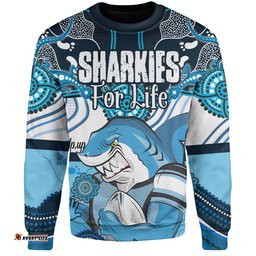 Cronulla-Sutherland Sharks Sweatshirt - Sharkies With Aboriginal Style Sweatshirt
