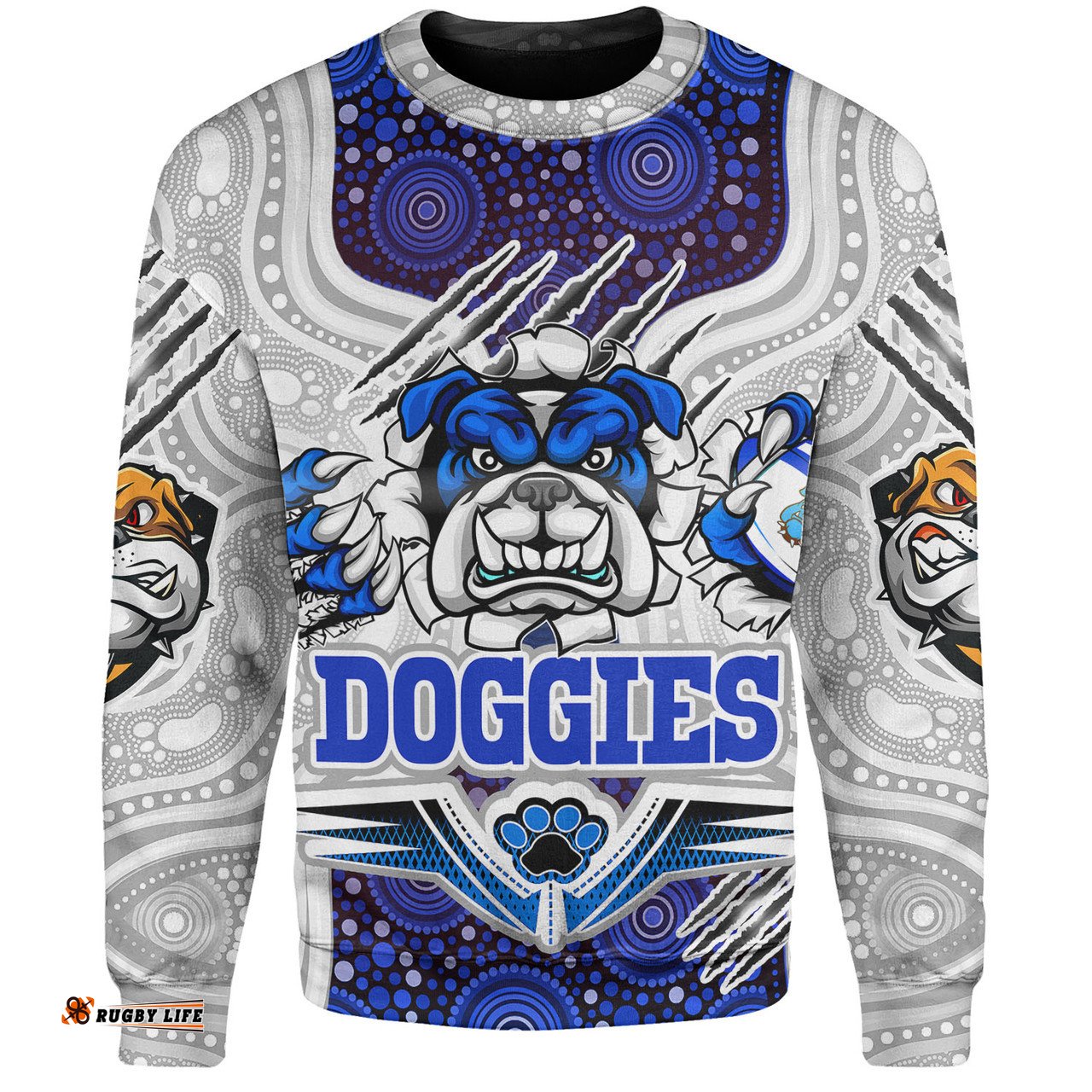 Australia Canterbury-Bankstown Bulldogs Custom Sweatshirt - Indigenous Super Doggies Scratch Style