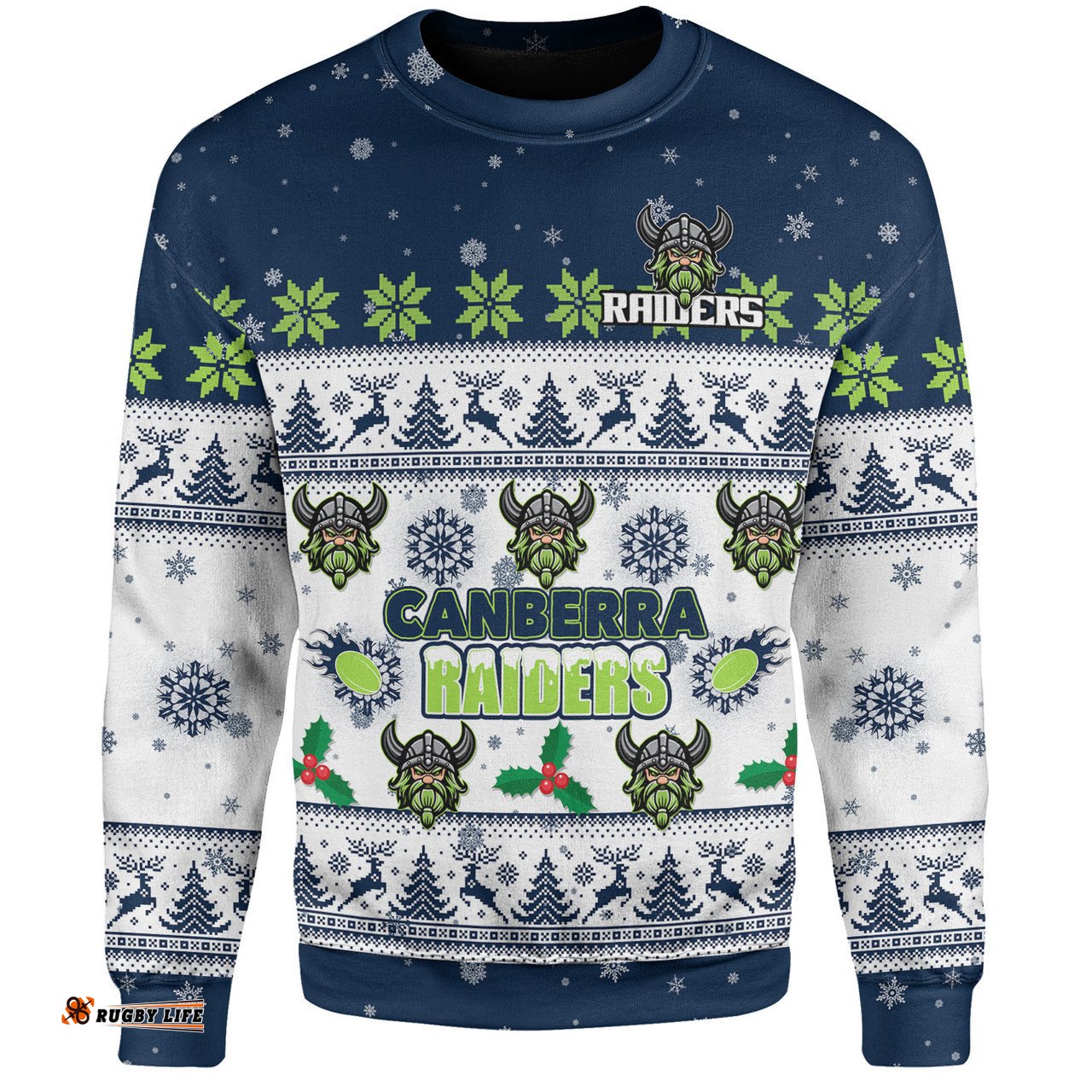 Canberra Raiders Christmas Custom Sweatshirt - Special Ugly Christmas Sweatshirt