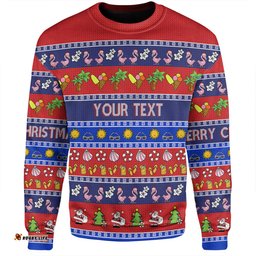 Australia Christmas Custom Sweatshirt - Aussie Christmas Flamingo Summer Vibes Blue Sweatshirt