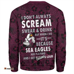 Manly Warringah Sea Eagles Sweatshirt - Scream With Tropical Patterns