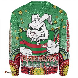 South Sydney Rabbitohs Sweatshirt - Custom With Aboriginal Inspired Style Of Dot Painting Patterns  Sweatshirt