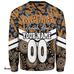 Wests Tigers Sweatshirt - Tropical Patterns And Dot Painting Eat Sleep Rugby Repeat