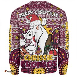 Brisbane Broncos Christmas Custom Sweatshirt - Christmas Knit Patterns Vintage Jersey Ugly Sweatshirt