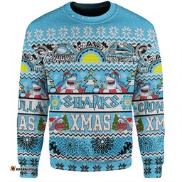 Cronulla-Sutherland Sharks Christmas Aboriginal Custom Sweatshirt - Indigenous Knitted Ugly Xmas Style Sweatshirt