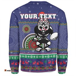 New Zealand Warriors Christmas Custom Sweatshirt - Ugly Xmas And Aboriginal Patterns For Die Hard Fan Sweatshirt