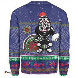 New Zealand Warriors Christmas Custom Sweatshirt - Ugly Xmas And Aboriginal Patterns For Die Hard Fan Sweatshirt