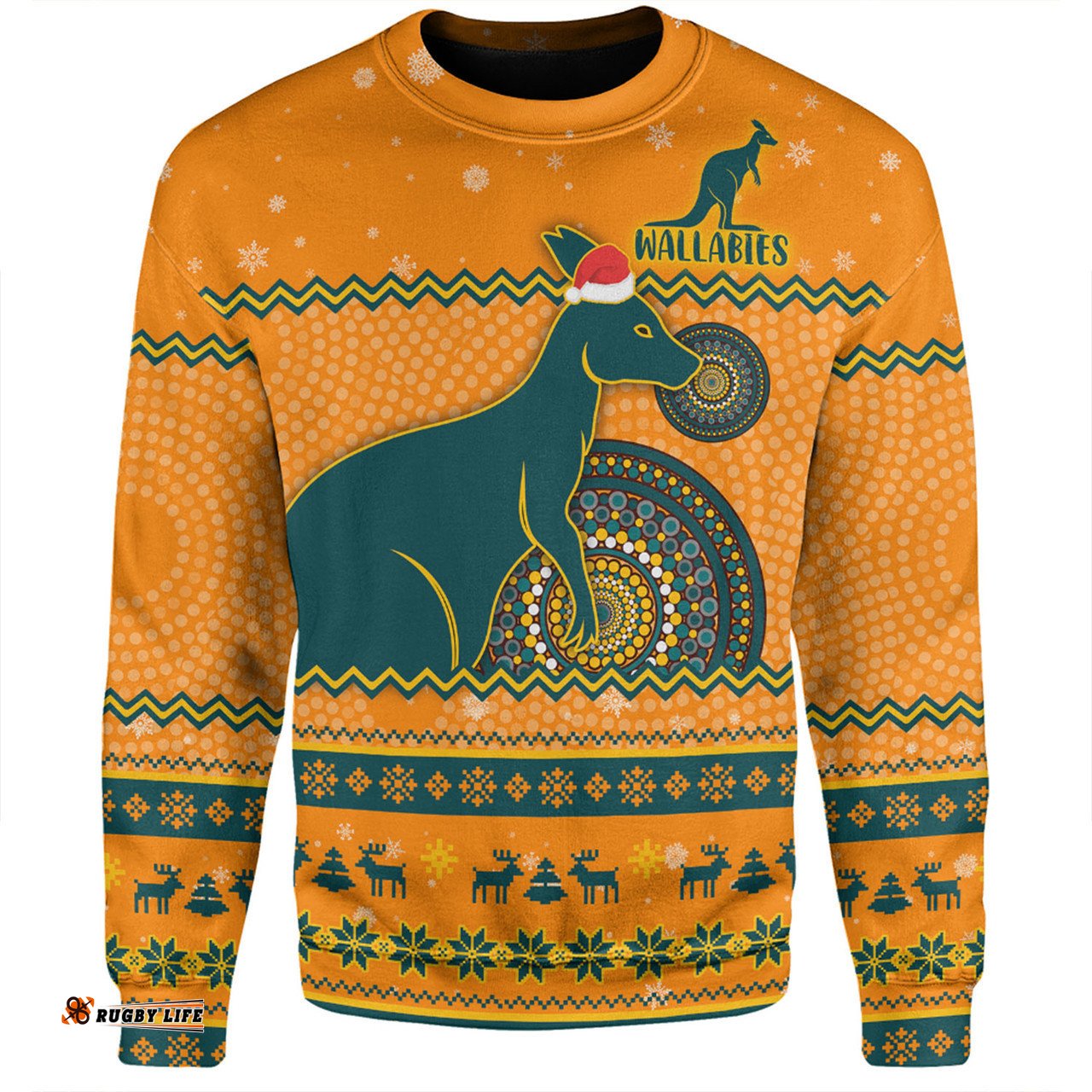 Australia Wallabies Christmas Custom Sweatshirt - Ugly Xmas And Aboriginal Patterns For Die Hard Fan Sweatshirt