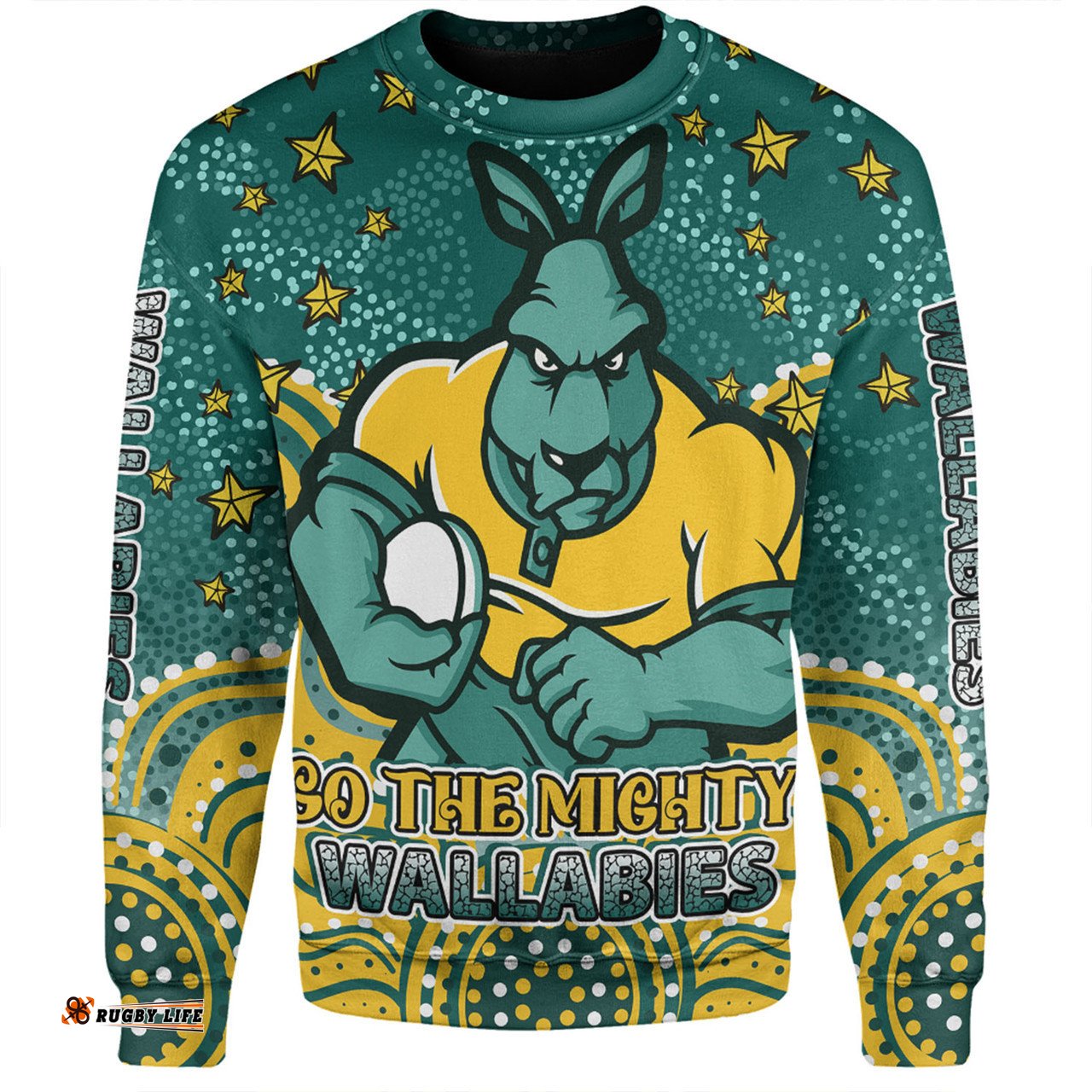 Australia Wallabies Custom Sweatshirt - Custom With Aboriginal Inspired Style Of Dot Painting Patterns  Sweatshirt