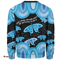 Australia Sweatshirt - Aboriginal Blue Butterflies Art Inspired