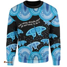 Australia Sweatshirt - Aboriginal Blue Butterflies Art Inspired