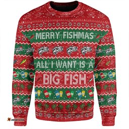 Australia Christmas Custom Sweatshirt - Merry Fishmas All I Want is a Big Fish Sweatshirt