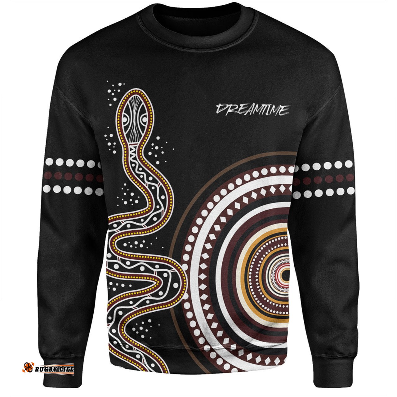 Australia Rainbow Serpent Aboriginal Custom Sweatshirt - Dreamtime Mother of Life Black Sweatshirt