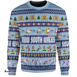 New South Wales Christmas Custom Sweatshirt - Happy Chrissie Ugly Style Sweatshirt