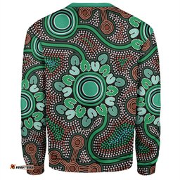 Australia Aboriginal Sweatshirt - Aboriginal Green Dot Art Inspired Sweatshirt