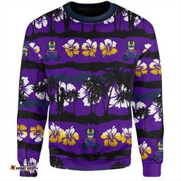 Melbourne Storm Sweatshirt - Tropical Hibiscus and Coconut Trees