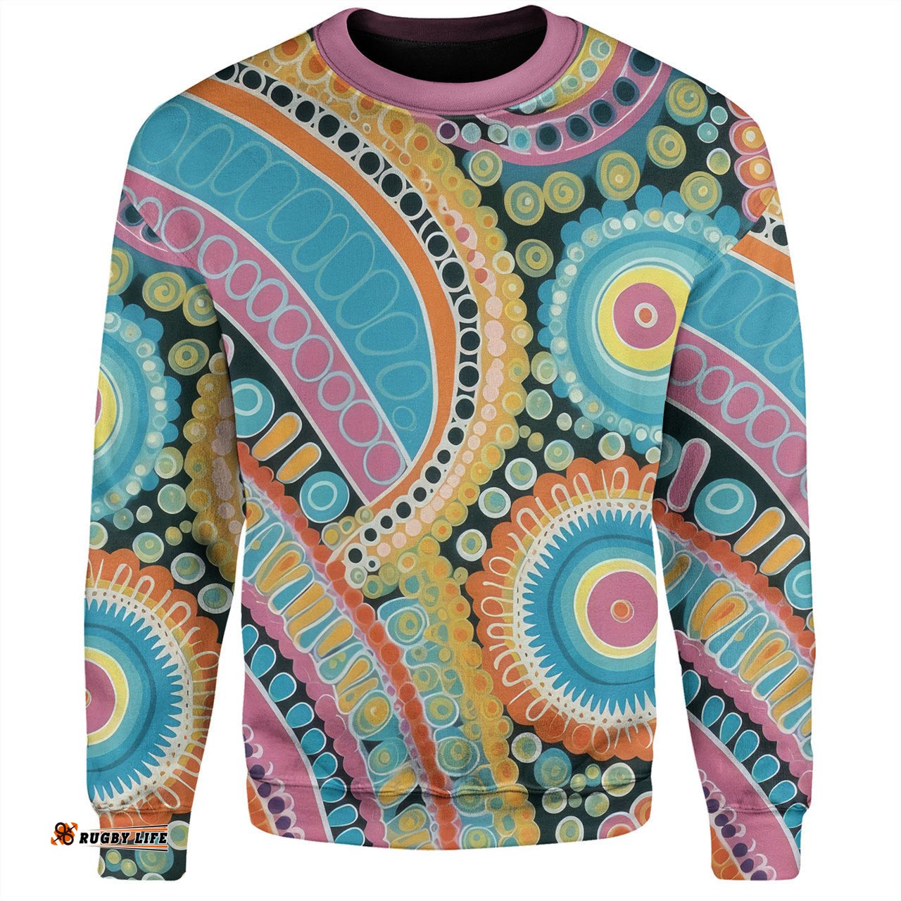 Australia Aboriginal Sweatshirt - Australian Indigenous Aboriginal Art Vivid Pastel Colours Ver 1 Sweatshirt