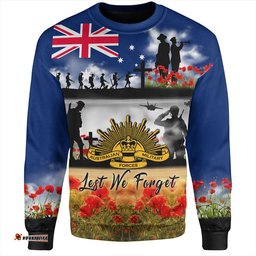 Australia Sweatshirt Lest We Forget Poppies And Soldiers Army Style