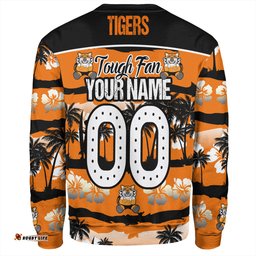 Wests Tigers Sweatshirt - Eat Sleep Repeat With Tropical Patterns