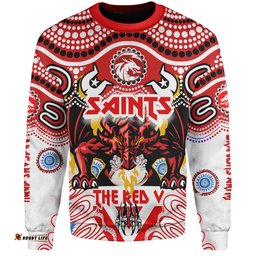 St. George Illawarra Dragons Indigenous Custom Sweatshirt - The RED V With Indigenous Culture Sweatshirt
