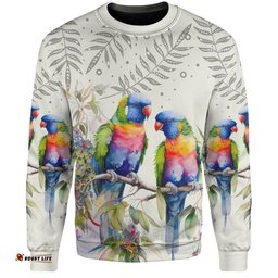 Australia Rainbow Lorikeets Sweatshirt - Rainbow Lorikeets Birds Art Sweatshirt