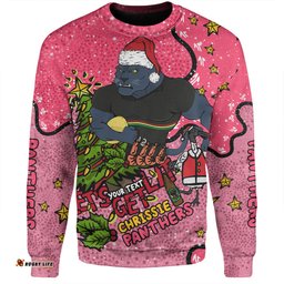 Penrith Panthers Christmas Custom Sweatshirt - Let's Get Lit Chrisse Pressie Pink Sweatshirt